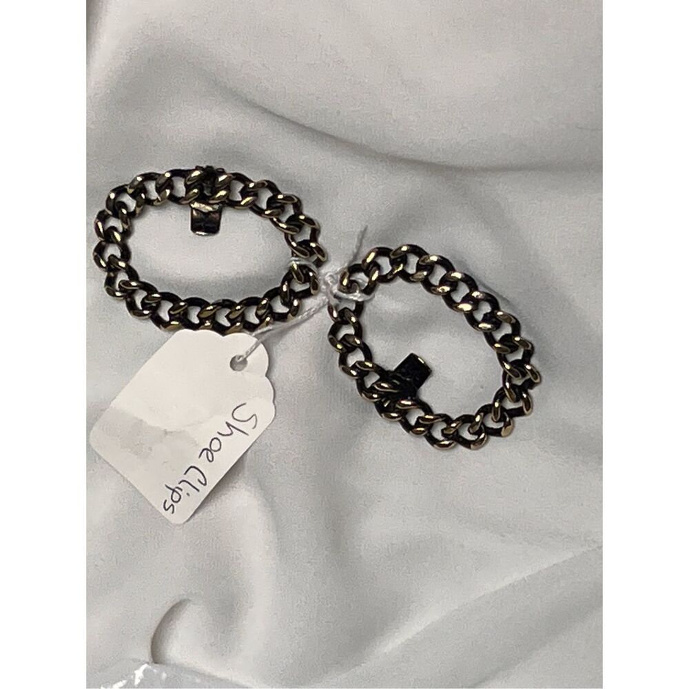 Musi Chain Link Shoe Clips Gold Tone Gun Metal Black Vintage Accessories